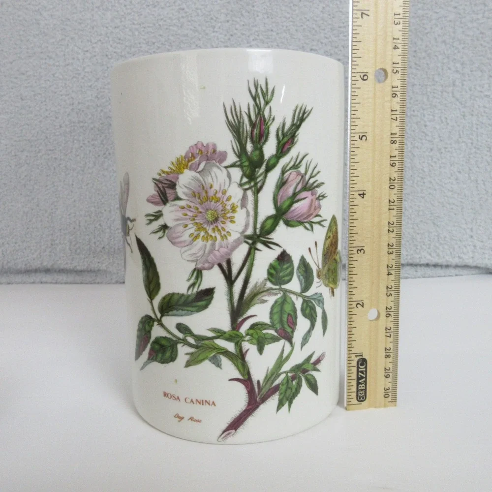 Portmeirion Botanic Garden Rosa Canina Dog Rose Canister Wooden Lid 7in England